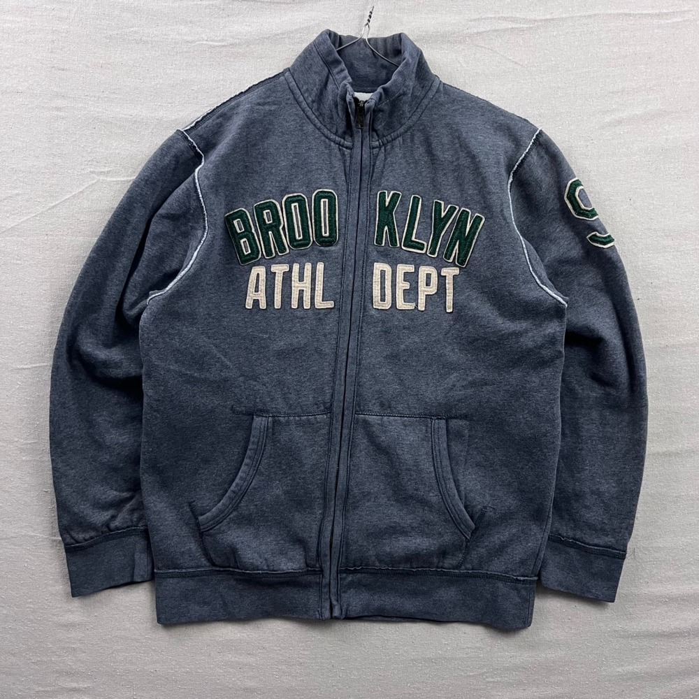Old Navy Mens Brooklyn Athl Dept Full Zip Sweatshirt Gray Mock Neck Large - Picture 1 of 6